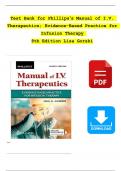 TEST BANK For Phillips’s Manual of I.V. Therapeutics; Evidence-Based Practice for Infusion Therapy 8th Edition Lisa Gorski, Chapter 1 - 12 |Complete Newest Version