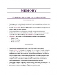 8 Memory lectures with extra reading 