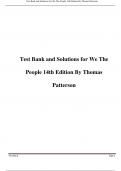 TEST BANK for We The People 14th Edition (An Introduction to American Government) by Thomas E. Patterson Updated A+