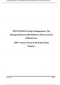 TEST BANK for Project Management: The Managerial Process 8th Edition by Erik Larson & Clifford Gray All Chapters A+