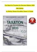 TEST BANK For Taxation for Decision Makers 2020, 10th Edition by Shirley Dennis-Escoffier, Karen A. Fortin | Verified Chapter's 1 - 12 | Complete Newest Version
