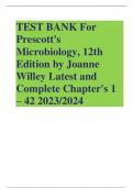 TEST BANK For Prescott's Microbiology, 12th Edition by Joanne Willey Latest and Complete Chapter's 1 – 42 2023/2024