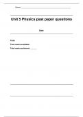 Unit 5 past paper question: biology, chemistry and physics 