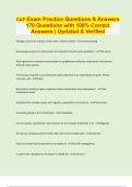 CAP Exam Practice Questions & Answers 170 Questions with 100% Correct Answers | Updated & Verified
