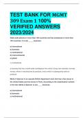 TEST BANK FOR MGMT 309 Exam 1 2023/2024 100%  VERIFIED ANSWERS