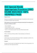 ACTUAL DCF Special Needs Appropriate Practices (SNP) EXAM 2023/2024 100% VERIFIED PASS