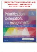 PRIORITIZATION DELEGATION AND ASSIGNMENT 4TH EDITION LACHARITY TEST BANK