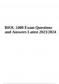 BIOL 2400 Exam Questions and Answers Latest 2023/2024 | 100% Verified