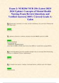 Exam 2: NUR256/ NUR 256 (Latest 2023/ 2024 Update) Concepts of Mental Health  Nursing Exam Review| Questions and Verified Answers| 100% Correct| Grade A-  Galen 