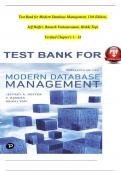 Modern Database Management, 13th Edition, TEST BANK By Jeff Hoffer, Ramesh Venkataraman, Heikki Topi  | Verified Chapter's 1 - 14 | Complete Newest Version