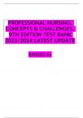 PROFESSIONAL NURSING: CONCEPTS & CHALLENGES, 9TH EDITION TEST BANK 2023/2024 LATEST UPDATE