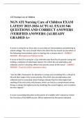 NGN ATI Nursing Care of Children  Practice A, RN Nursing Care of Children  Practice 2019 A ATI