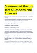 Government Honors Test Questions and Answers 