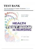 Test Bank for Health Assessment in Nursing 7th Edition by Janet R Weber and Jane H Kelley Chapter 1-34| 9781975161156 | All Chapters with Answers and Rationals
