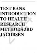 Test Bank - Introduction to Health Research Methods A Practical Guide 3rd Edition by Kathryn H. Jacobsen- Complete Guide questions and Answers Latest.
