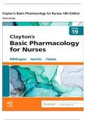 Test Bank For Clayton’s Basic Pharmacology for Nurses 19th Edition Michelle Willihnganz  |complete solution
