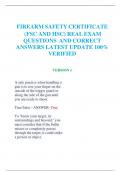 FIREARM SAFETY CERTIFICATE (FSC AND HSC) REAL EXAM QUESTIONS AND CORRECT ANSWERS LATEST UPDATE 100%  VERIFIED