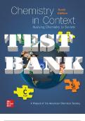 TEST BANK for Chemistry in Context 10th Edition by American Chemical Society ISBN10: 1260240843 | ISBN13: 9781260240849. All Chapters 1-14 IN 413 Pages. 