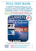 Test Bank For Current Medical Diagnosis And Treatment 2024 63rd Edition By By Maxine Papadakis, Stephen Mcphee, Michael Rabow & Kenneth Mcquaid 9781265556037 | Complete Guide A+