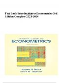 Test Bank Introduction to Econometrics 3rd Edition Complete 2023-2024