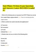 Stott Pilates Written Exam Questions and Answers Latest 2023/2024 Graded A+