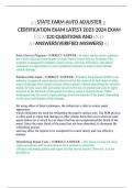 STATE FARM AUTO ADJUSTER CERTIFICATION EXAM LATEST 2023-2024 EXAM 120 QUESTIONS AND ANSWERS(VERIFIED ANSWERS)
