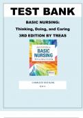 TEST BANK FOR BASIC NURSING- THINKING, DOING, AND CARING 3RD EDITION BY LESLIE S. TREAS Latest Verified Review 2023 Practice Questions and Answers for Exam Preparation, 100% Correct with Explanations, Highly Recommended, Download to Score A+