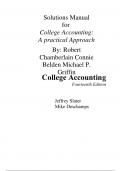 College Accounting Chapters 1-12 14th Edition Jeffrey Slater   (Solutions Manual All Chapters, 100% original verified, A+ Grade)