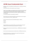 AZ 900: Azure Fundamentals Exam | 196 Questions & Answers Solved 100% Correct!! 