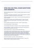 SFSU BIO 230 FINAL EXAM QUESTIONS AND ANSWERS