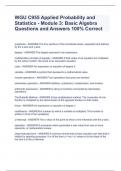 WGU C955 Applied Probability and Statistics - Module 3: Basic Algebra Questions and Answers 100% Correct