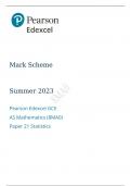 Pearson Edexcel GCE AS Mathematics Paper 21 (8MA0) Statistics mark scheme for June 2023