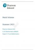 Pearson Edexcel GCE AS Mathematics Paper 01(8MA0/01) Statistics mark scheme for June 2023