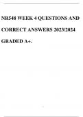 NR548 WEEK 4 QUESTIONS AND CORRECT ANSWERS 2023/2024 GRADED A+.