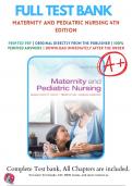 Test Bank For Maternity and Pediatric Nursing 4th Edition By Susan Ricci Theresa Kyle Susan Carman 9781975139766 Chapter 1- 51 All Chapters with Answers and Rationals