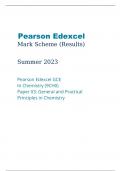 Pearson Edexcel Mark Scheme Summer June 2023 Pearson Edexcel GCE In Chemistry 9CH0 Paper 03 General and Practical Principles in Chemistry