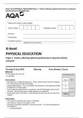 AQA A-level PHYSICAL EDUCATION Paper 2 Factors affecting optimal performance in physical activity and sport QP JUNE 2023