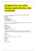 MARKETING 431 SFSU WEEK 8 QUESTIONS AND ANSWERS