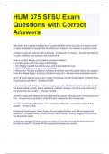 HUM 375 SFSU Exam Questions with Correct Answers 