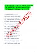 IRREGULAR VERBS English Irregular Verbs 2023 New Generation Exam 100% Updated Topscore Pass!!!!