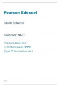 Edexcel AS Mathematics 8MA0/01 Mark Scheme June2023.