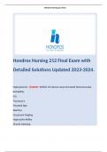 Hondros Nursing 212 Final Exam with Detailed Solutions Updated 2023-2024. 