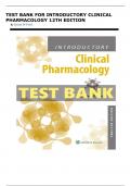 TEST BANK FOR INTRODUCTORY CLINICAL PHARMACOLOGY 12TH EDITION By Susan M Ford