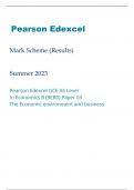Pearson Edexcel GCE AS Level In Economics B 9EB0 Paper 03 The Economic environment and business Marking scheme June 2023