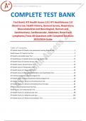 Test Bank| ATI Health Assess 2.0| ATI HealthAssess 2.0 (Head to toe, Health History, General Survey, Respiratory, Musculoskeletal and Neurological, Rectum and Genitourinary, Cardiovascular, Abdomen, Breast and Lymphatics) Tests All Questions with Complete