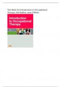 Test Bank for Introduction to Occupational  Therapy, 4th Edition, Jane O’Brien