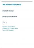 Pearson Edexcel GCE In Religious Studies 9RS0 Paper 4C Hinduism marking scheme June 2023