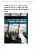 ESSENTIALS OF STATISTICS FOR  BUSINESS AND ECONOMICS 7TH  EDITION DAVID R. ANDERSON Test  Bank