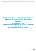 Test Bank for Brunner & Suddarth's Textbook  of Medical-Surgical Nursing, 15th Edition (Hinkle) All Chapters 1 - 73 | Complete Set Questions With Expert Verified  Solutions Latest Update | Already Passed