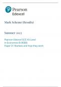 Edexcel A Level Economics (B) Paper 1 Mark Scheme June 2023